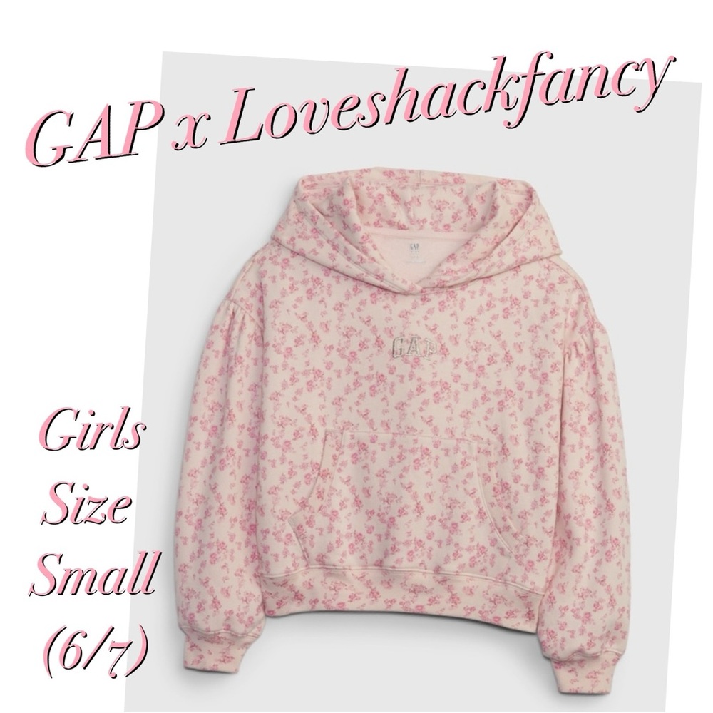 NWT GAP X Loveshackfancy Sz Small (6/7) Kids Girls Floral Sweatshirt Hoodie